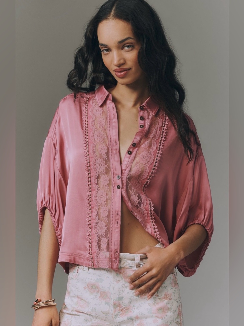 NEW Anthropologie Lace Blouse Désert Blush Size Medium
